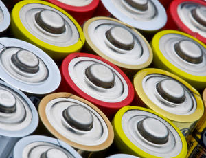 An image of multiple coloured batteries