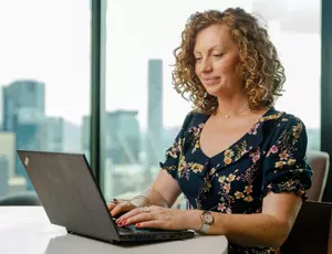Veolia employee on a computer