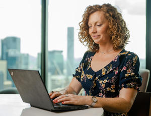 Veolia employee on a computer