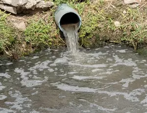 Stormwater Drain Entering Collection Pond