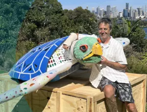 David with his turtle sculpture