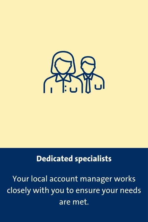 Dedicated specialists with text
